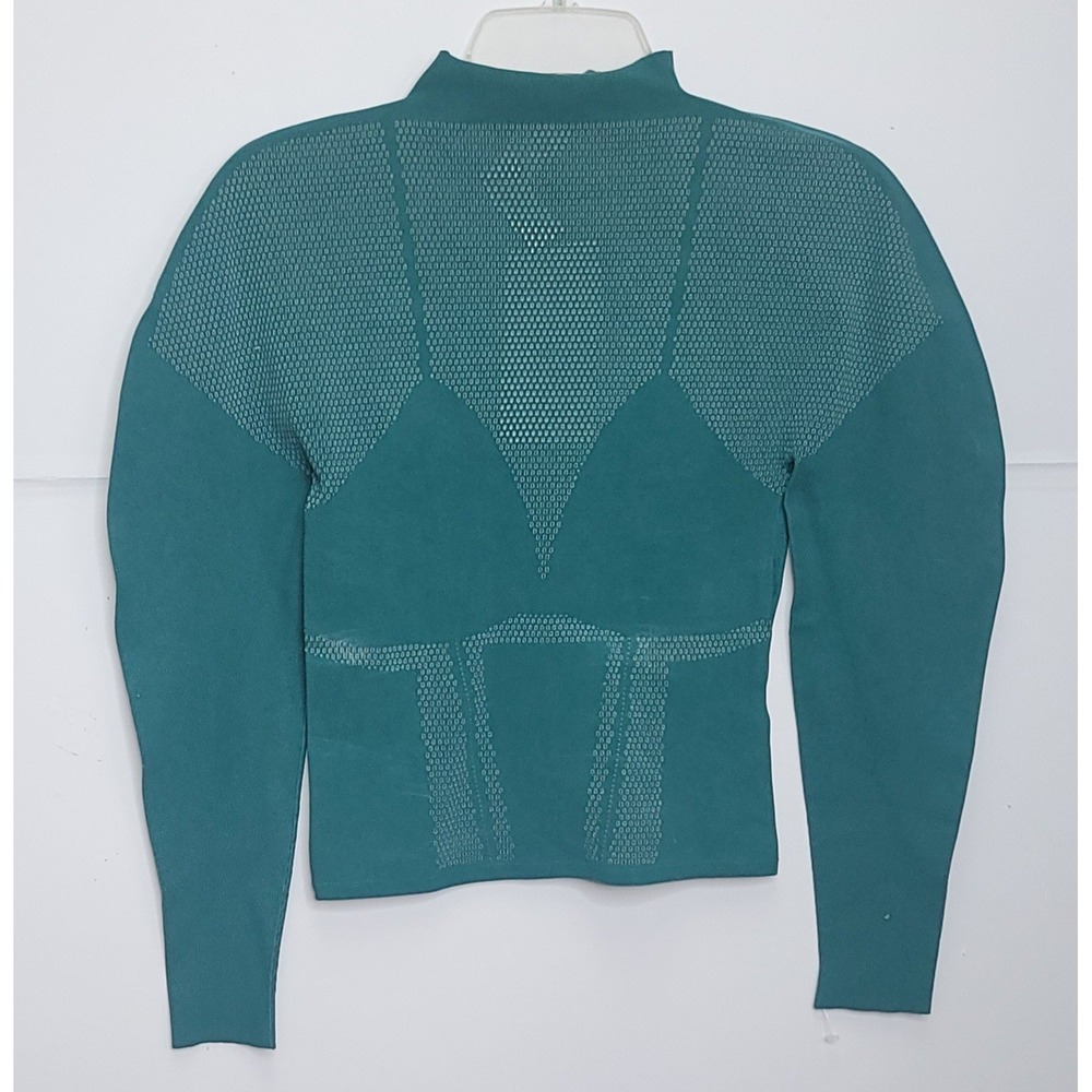 Fabletics Peyton SculptKnit Top Womens L Teal  Mock Neck Mesh Activewear Workout - Picture 3 of 9